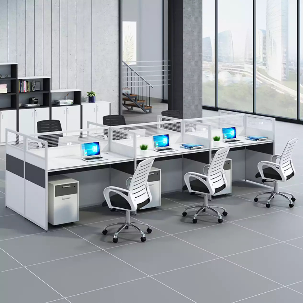 职员办公桌椅组合6人位简约现代办公室屏风桌4人隔断工位办公家具