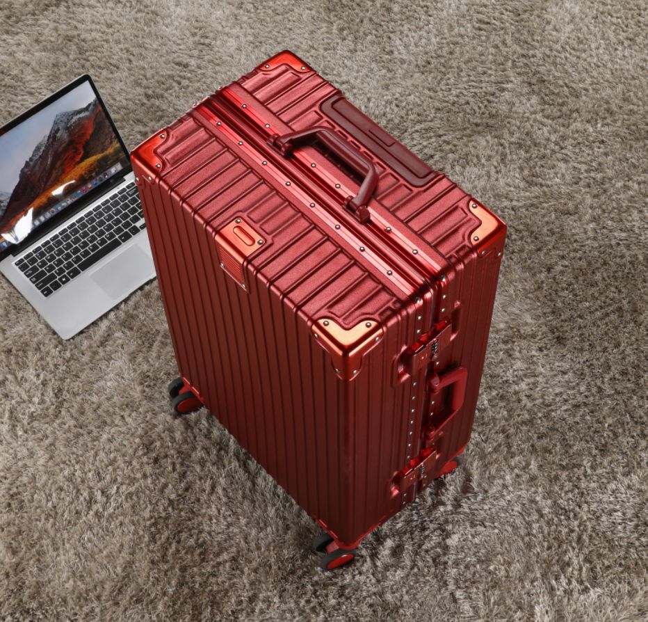 Durable Luggage Boys Universal Wheel Men's New Aluminum Frame Trolley Password Travel Large Capacity Leather Suitcase