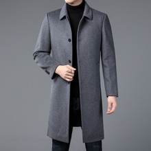 秋冬季高档羊绒大衣男士中长款商务风衣中老年羊毛呢休闲外套