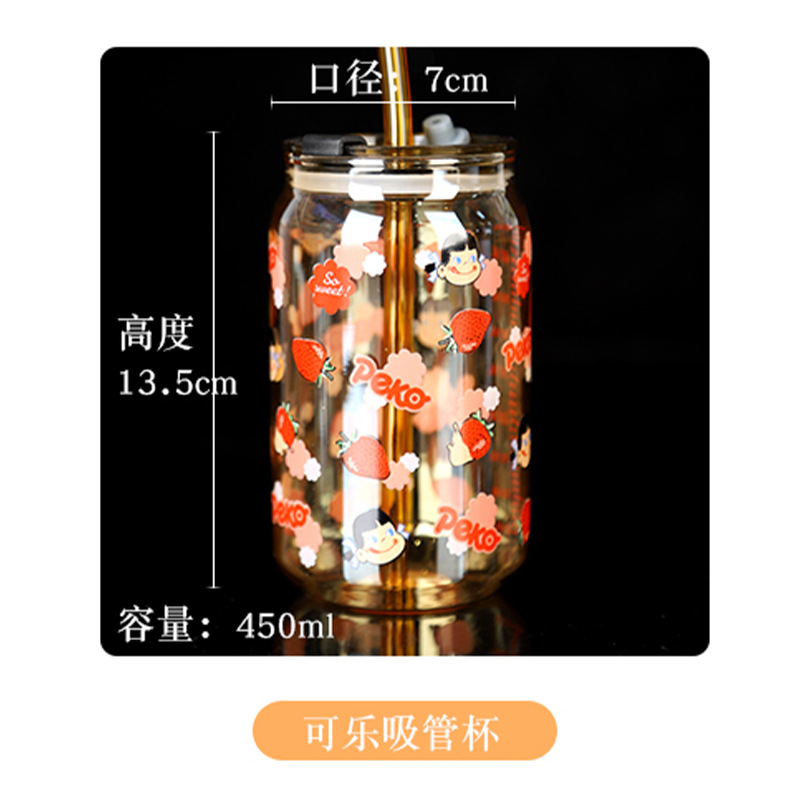 Wholesale Mason Glass Straw with Lid Ins Mason Cup Milky Tea Cup Household Large Capacity Cup with Straw Cool Drinks Cup