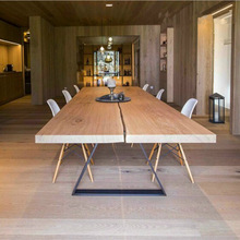 北欧实木办公桌设计师长条大型工作台铁艺会议桌创意个性餐桌饭桌