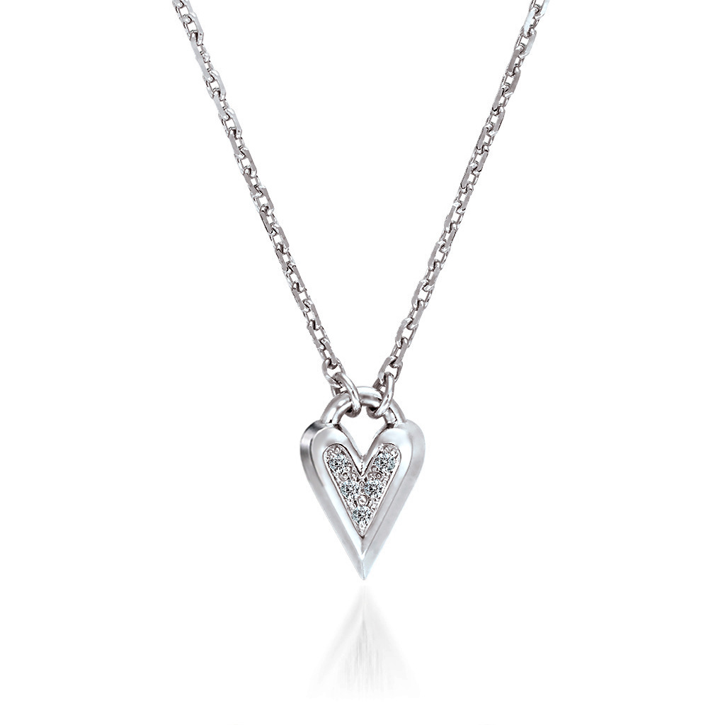 桃心满钻项链女欧美气质甜美微镶心形吊坠少女心轻奢高级感锁骨链