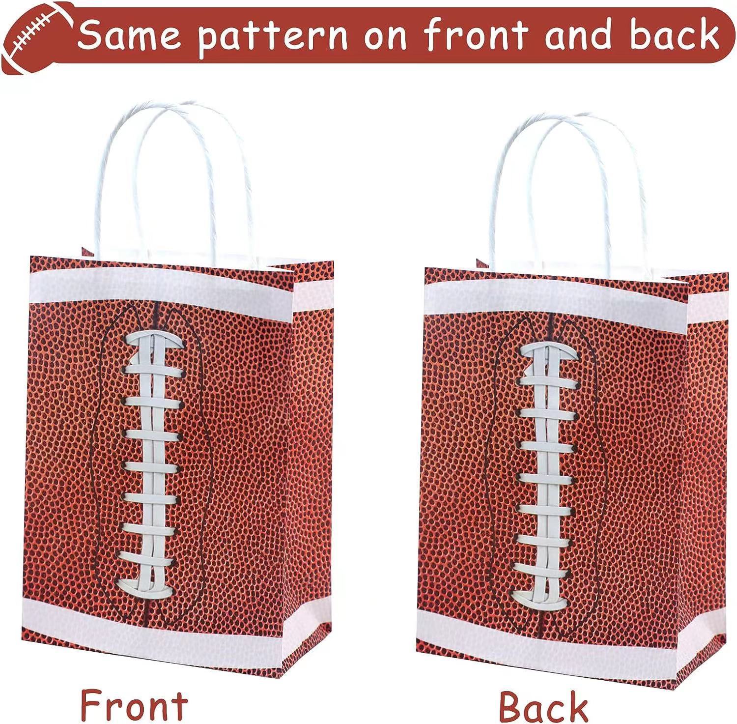 In Stock Rugby Theme Portable Paper Bag White Kraft Paper Color Square Bottom Party Gift Packing Bag Wholesale