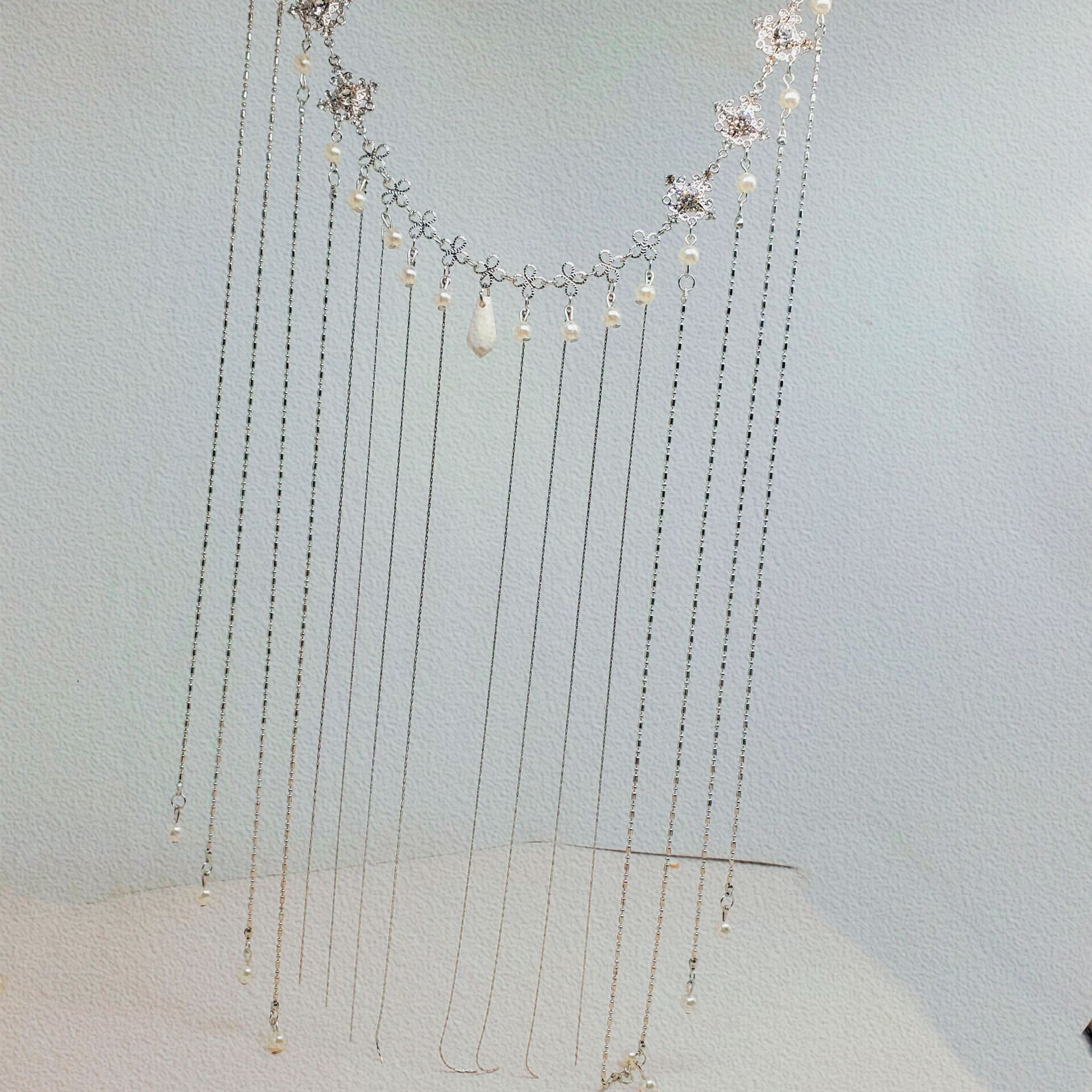 人间苏妲己 汉服面帘古风遮脸面纱流苏眉心坠头饰拍照道具