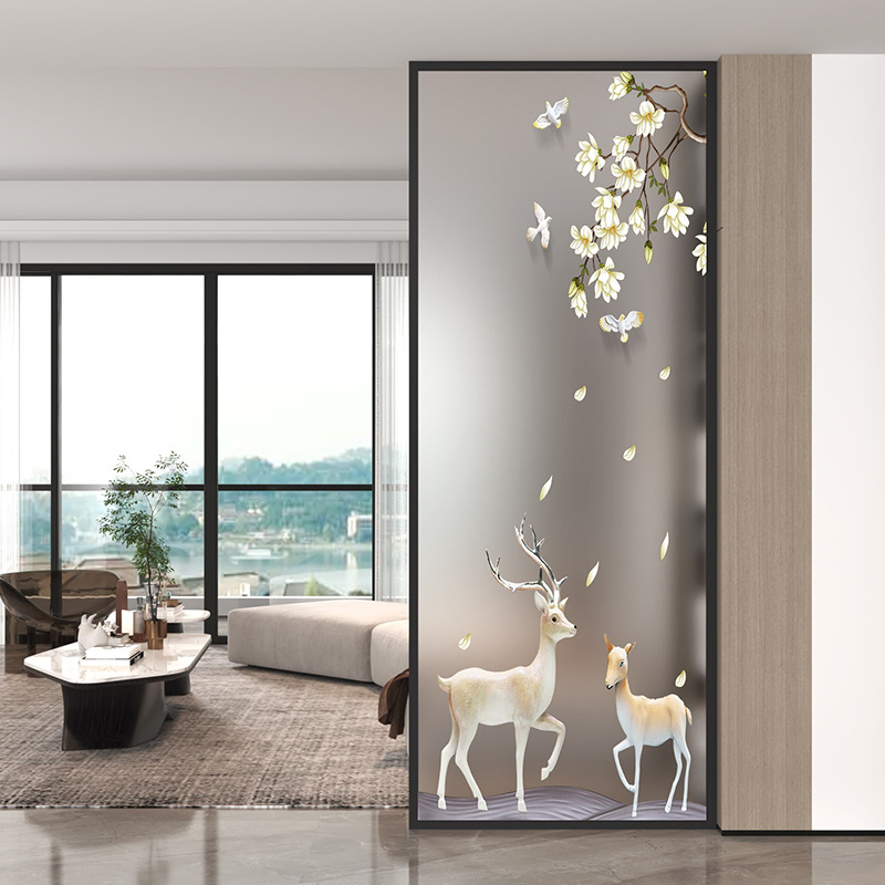 长虹艺术玻璃屏风隔断客厅入户门玄关轻奢现代简约卫生间半墙隔断