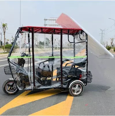 电动三轮车车棚车篷休闲小巴士三轮车透明雨棚老年全封闭车棚夏季