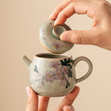 冰片釉纯手绘陶瓷功夫茶具茶壶单壶家用复古日式带过滤冲泡茶水壶