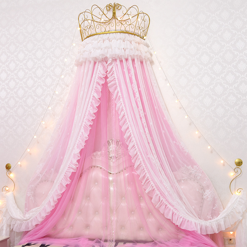 欧式公主床头装饰床幔纱帘床帘儿童房吊顶纱幔蚊帐帷幔珠帘幔帐