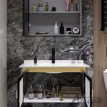 卫生间洗脸盆柜组合太空铝小户型浴室柜陶瓷一体盆智能浴室柜组合