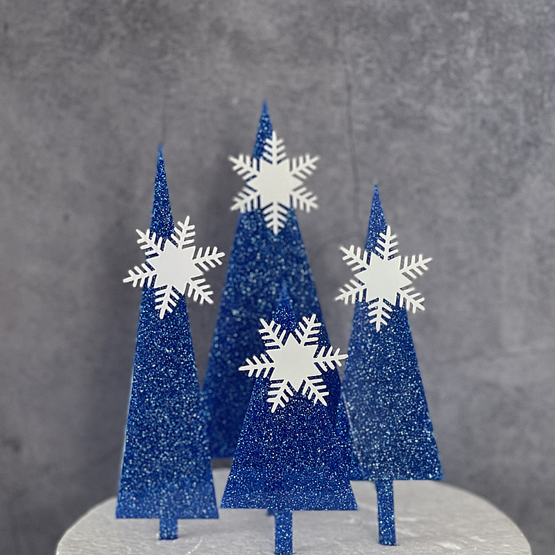 Baking Cake Topper Happy Birthday Snowflake Castle Cake Plug-in Double Acrylic Cake Decorative Insertion