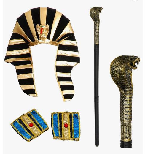 万圣节服装cos化妆舞会埃及假发法老帽手袖国王蛇头权杖法杖套装