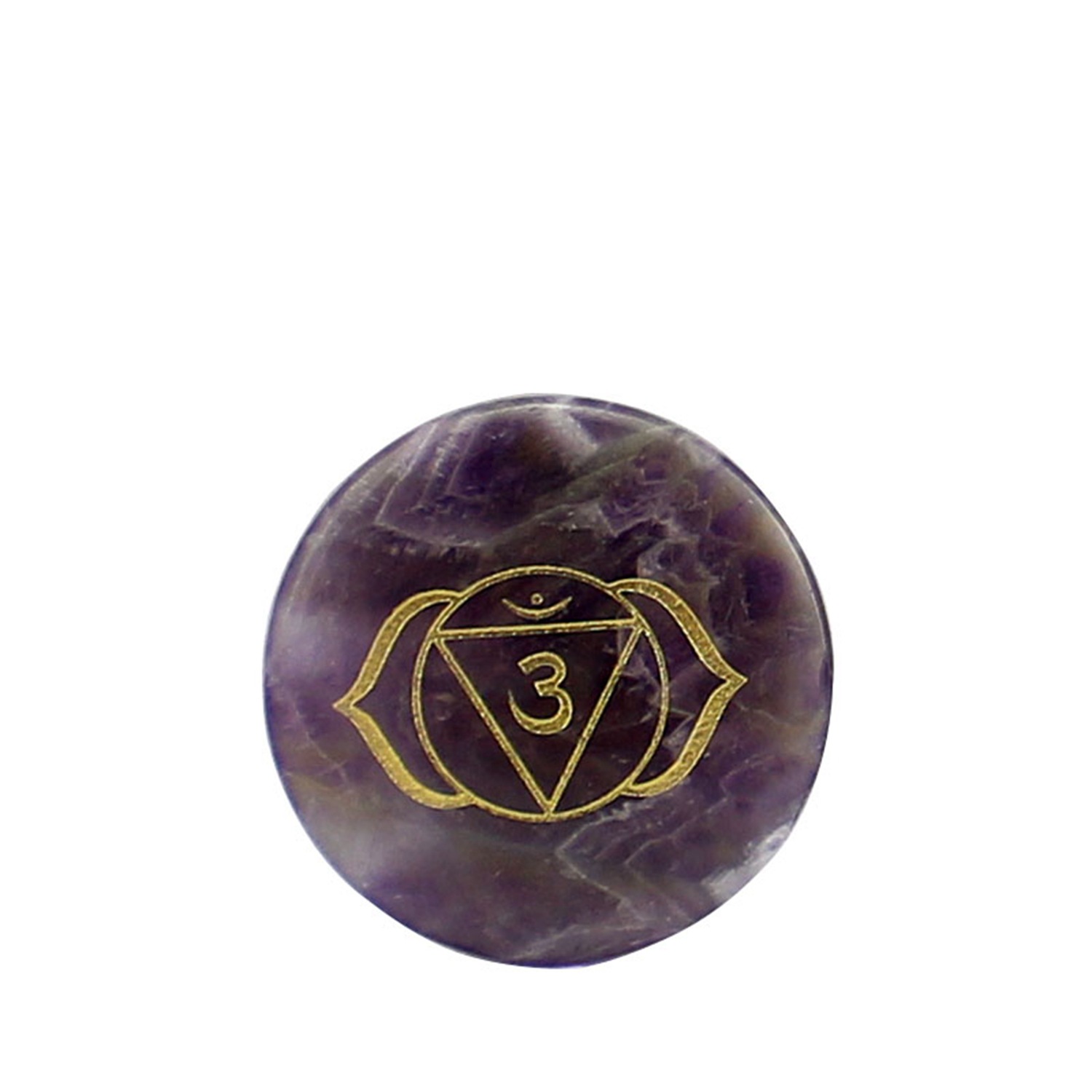 创意天然紫水晶圆片雕刻 查克拉梵文图案饰品配件 速卖通货源批发