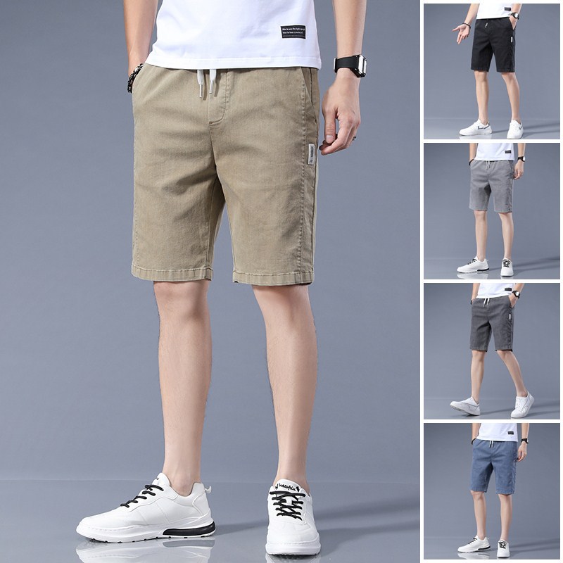 Men's Shorts Summer Thin Loose Straight Fifth Pants Drawstring Elastic Waist Outer Wear Sports and Leisure Pants Men's