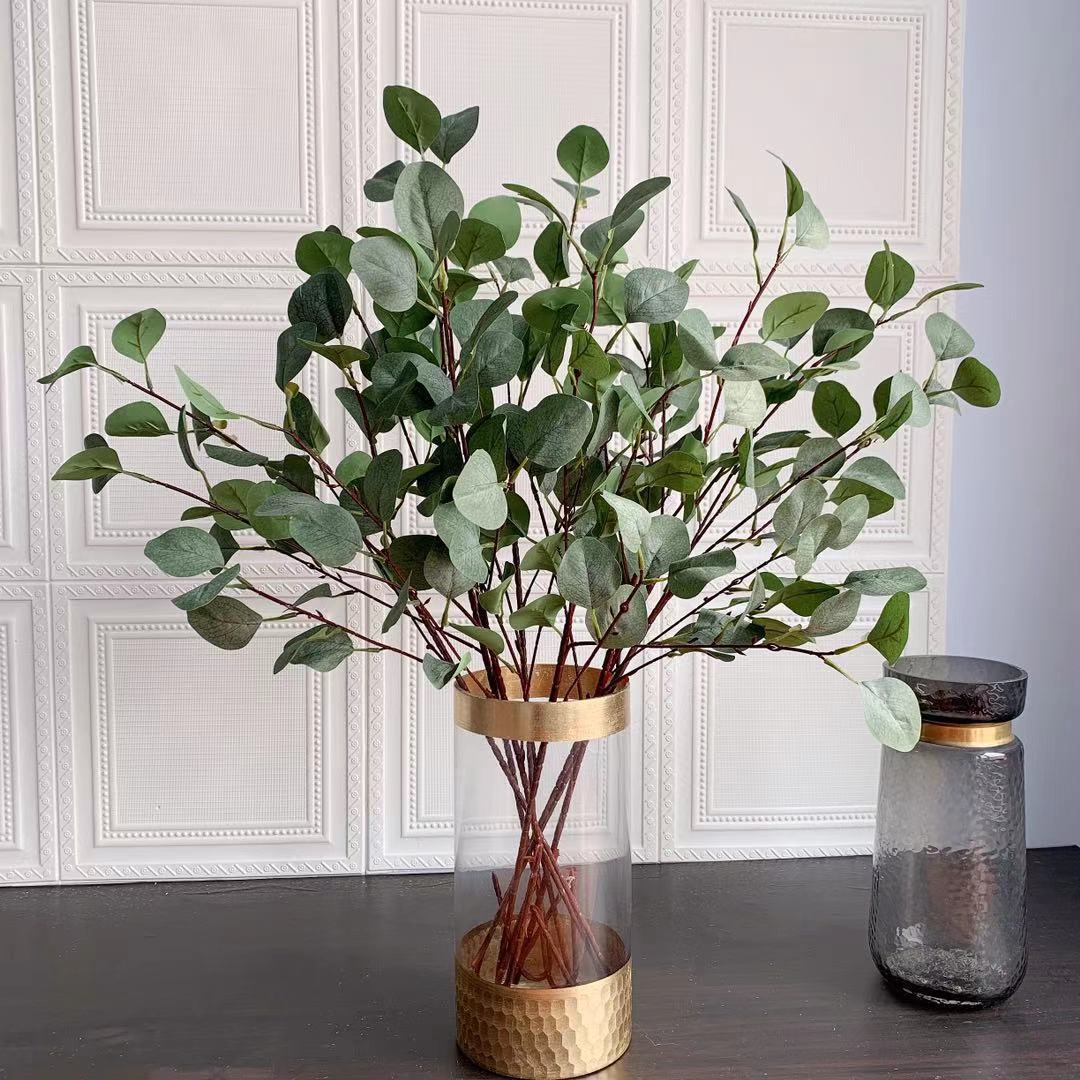 毛浆苹果叶圆形尤加利叶插花辅材绢花仿真植物仿真花批发