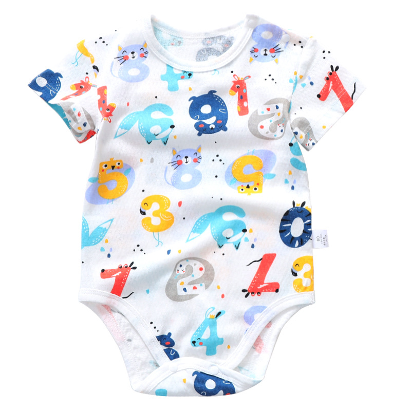 Summer Baby Combed Cotton Short-Sleeved One-Piece Triangle Hahaha Clothes for Boys and Girls Newborn Sleeping Clothes Summer Baby Clothes