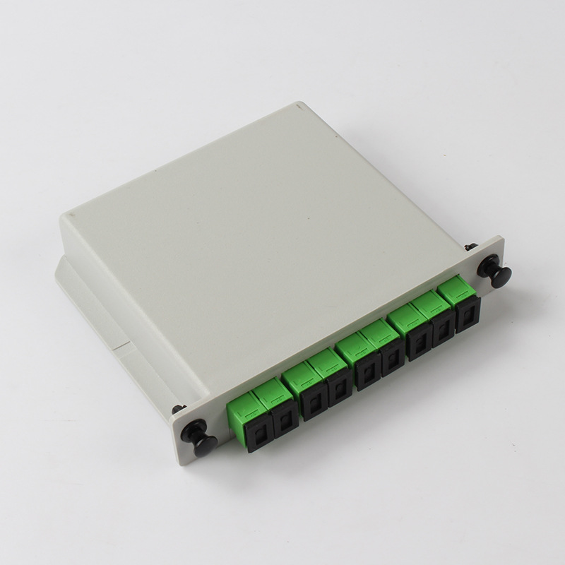 sc/apc插片式plc1分8分光器1x8插卡式盒式ftth光分路器光纤分纤箱