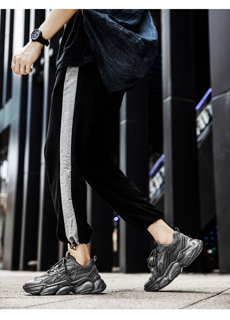 男鞋秋冬黑色老爹鞋男ins百搭学生椰子鞋子男韩版潮流运动鞋男款