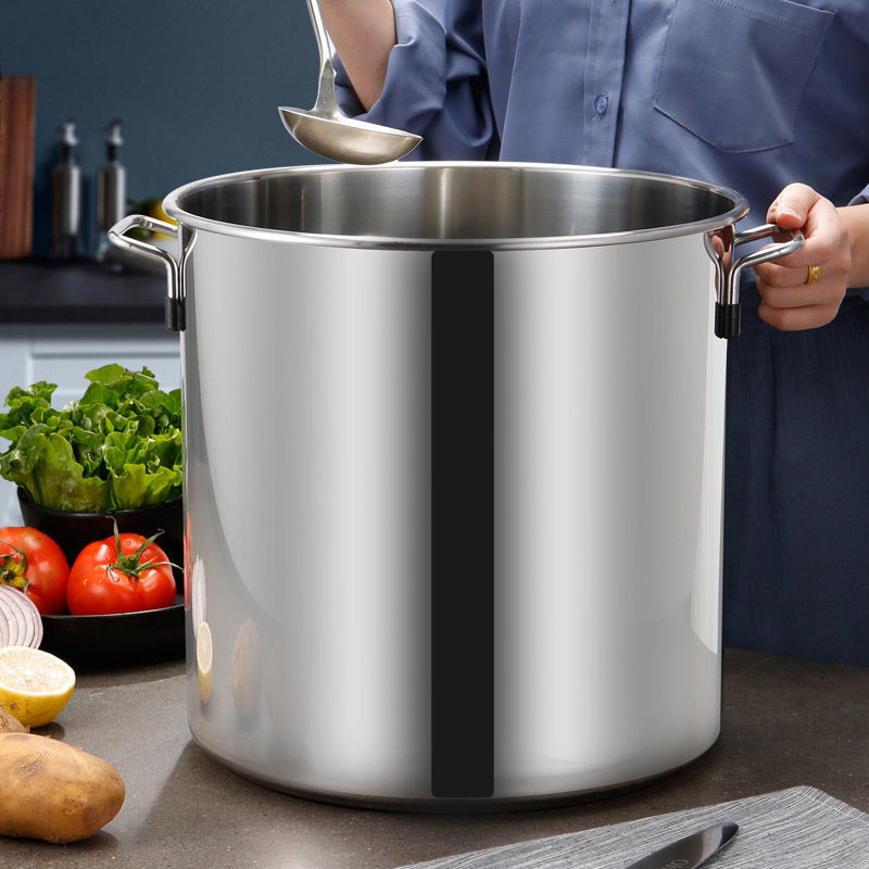 大铁桶不锈钢圆桶带盖汤锅商用汤桶加厚家用卤水桶米油桶大容量锅