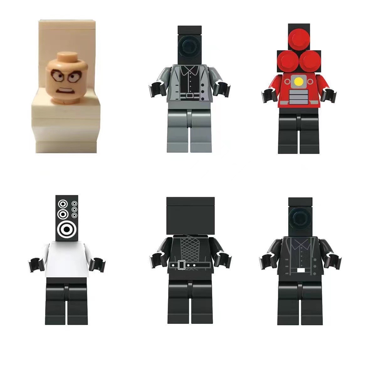 跨境泰坦监控人音响人电视人马桶人仔套装skibidi toilet积木玩具