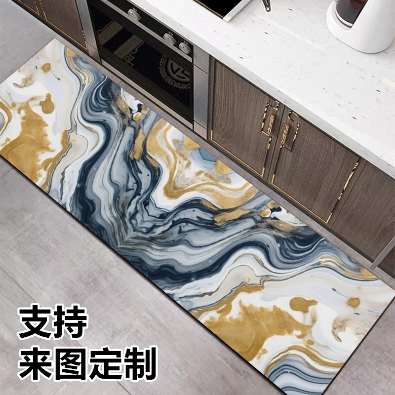 Customized Kitchen Floor Mat Household Light Luxury PVC Leather Waterproof Carpet Bedroom Living Room Non-Slip Floor Mat Disposable