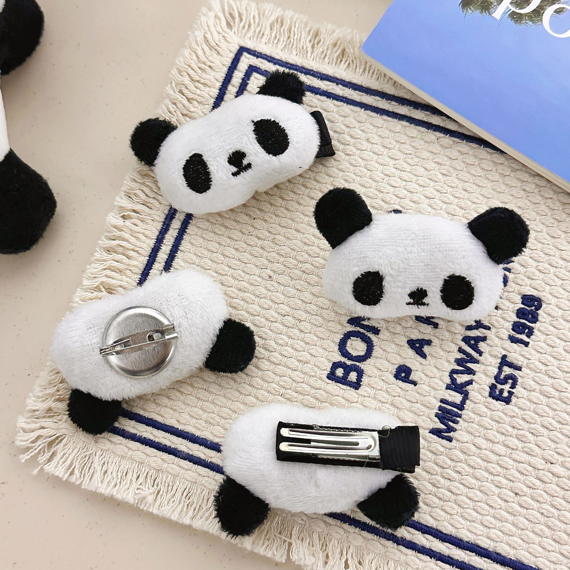 Cute Cartoon Panda Hair Band Plush Stereo Headband Ins Style Panda Brooch Leaning Bear Doll Hair Clip Hairpin