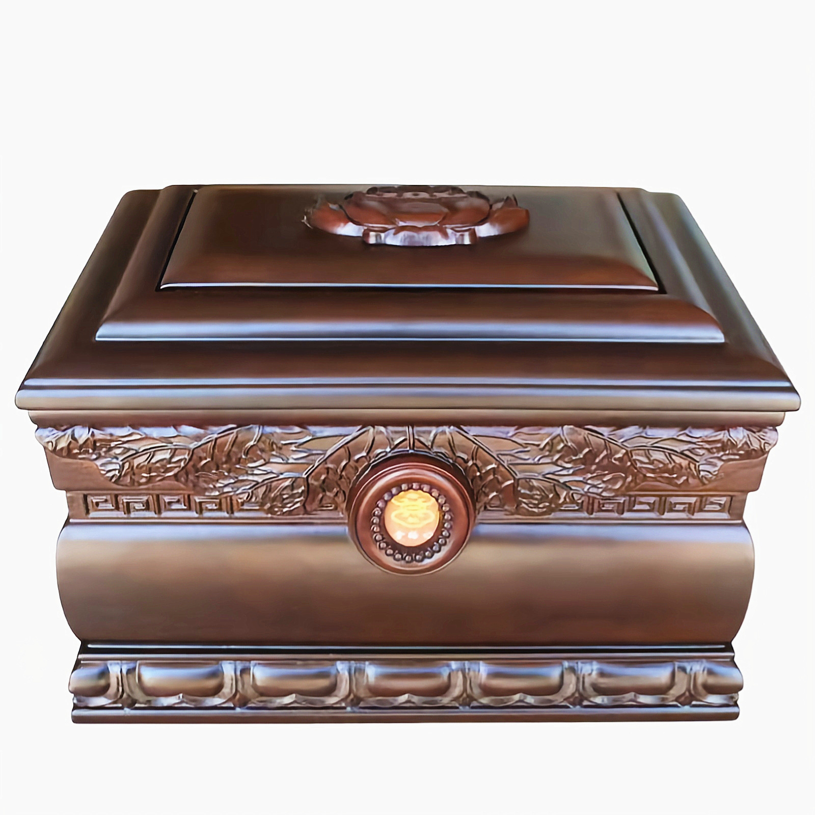 骨灰盒殡葬用品红木黑檀木骨灰盒下葬迁坟用寿盒小棺材男女款可用