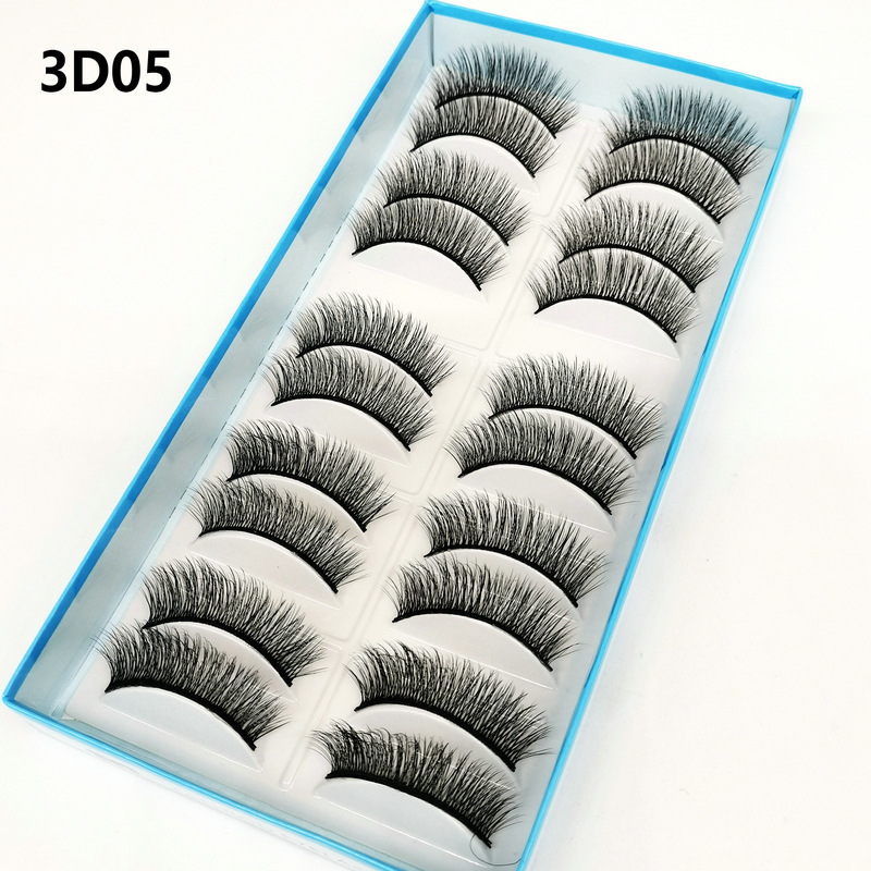 Cross-Border Supply 10 Pairs 3D Natural Three-Dimensional Realistic Eyelash Multi-Level Cross False Eyelashes Factory Wholesale