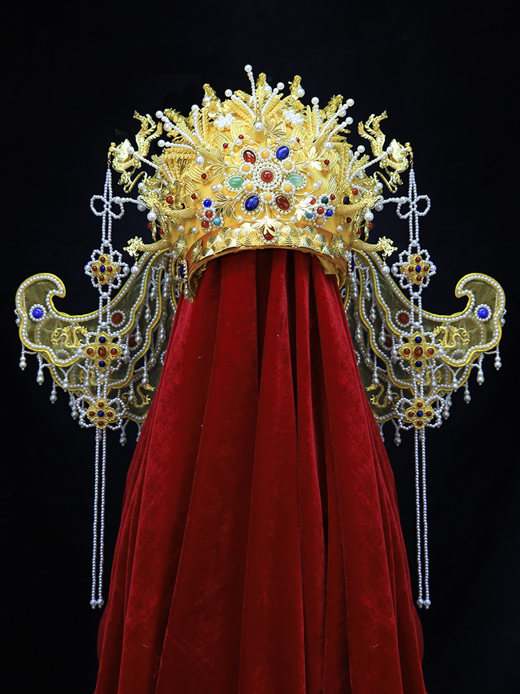 新款明制汉婚新娘头饰九龙九凤冠霞帔汉服婚礼皇后大婚发冠-阿里巴巴