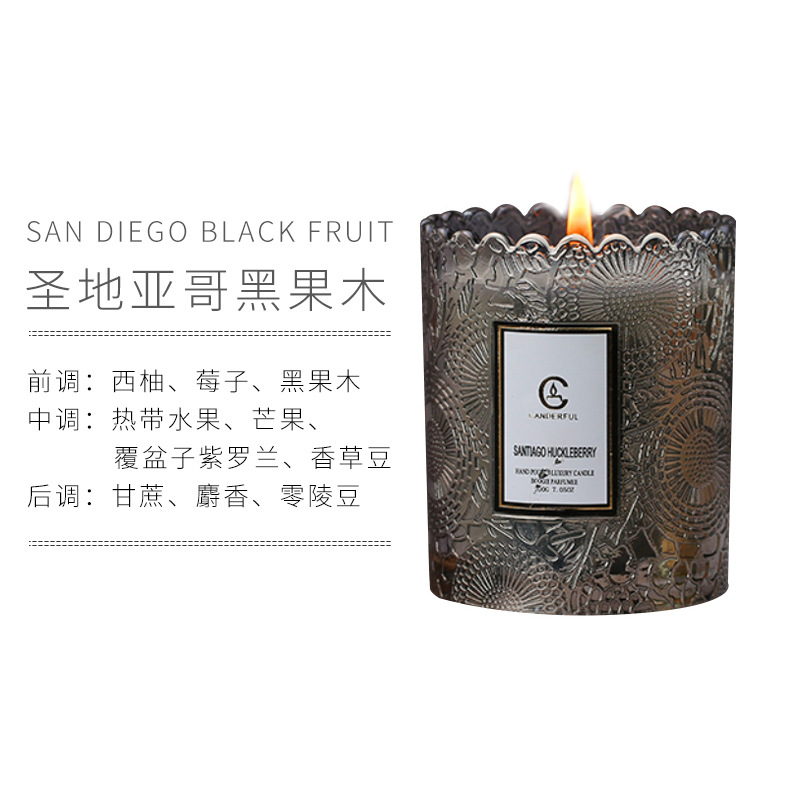 [Fangdi] Diptyque Candle Fragrance Plant Soy Wax Gift Lace Relief Glass Aromatherapy Candle