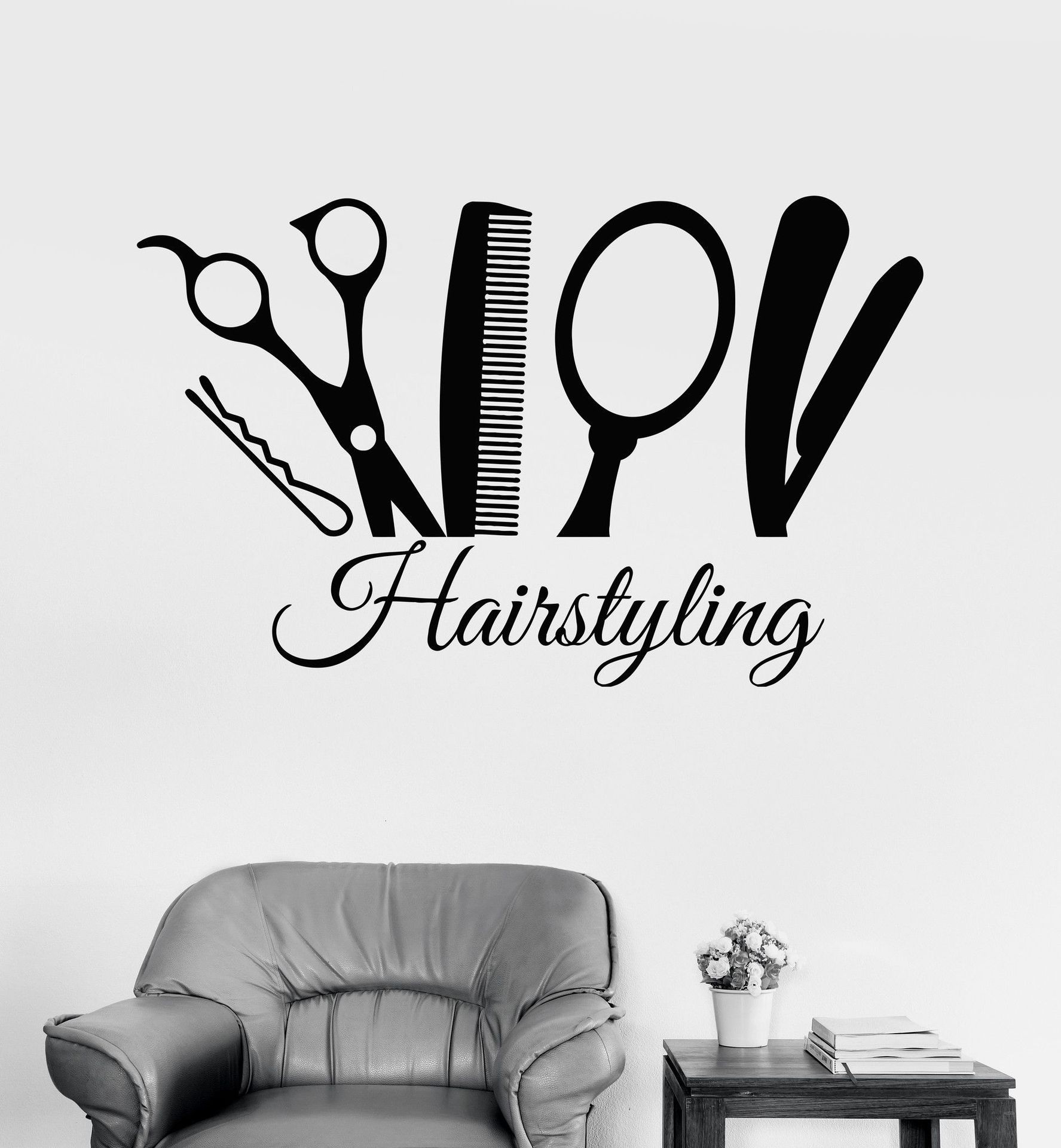 hairstyling发型设计夹子剪刀梳子镜子wall decor亚马逊dw10210