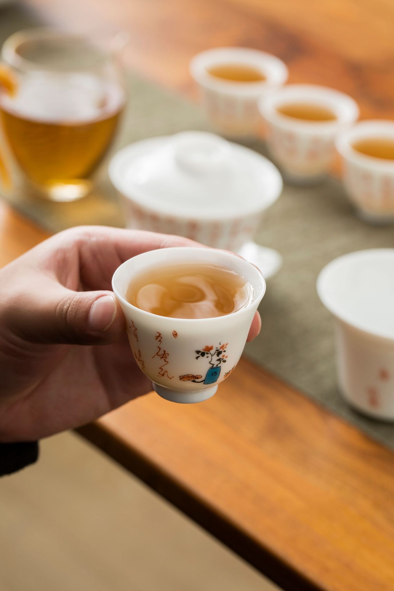 德化羊脂玉白瓷七碗茶诗功夫茶具套装礼品陶瓷盖碗品茗杯三才茶碗