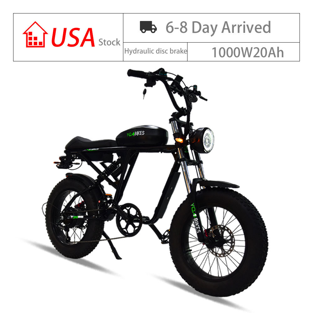 海外仓 一件代发 大功率20寸复古山地车越野7速电动自行车super73