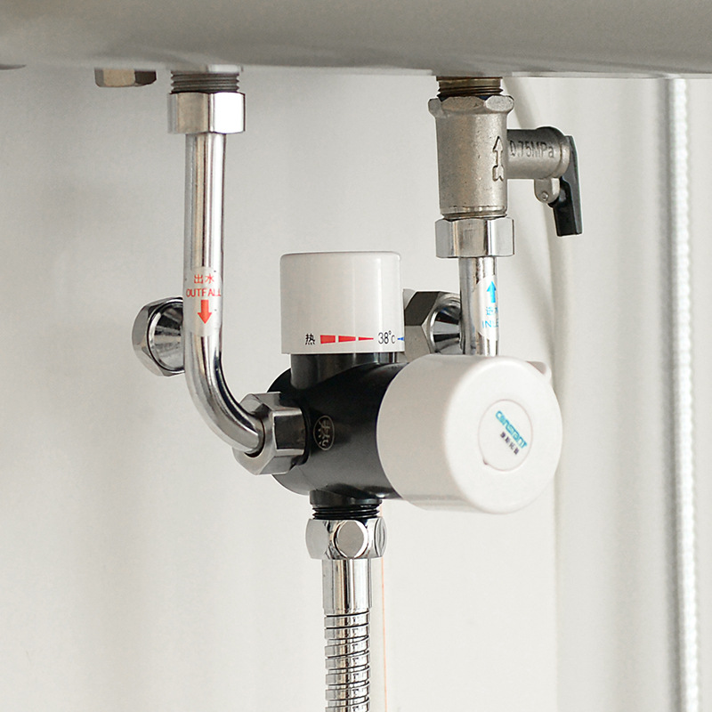 电热水器恒温阀明装智能自动调温u型恒温混水阀温控淋浴花洒龙头