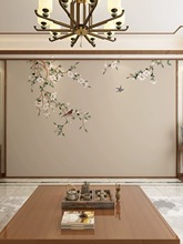8d新中式花鸟装饰墙纸3d客厅电视背景墙壁画沙发卧室墙布环保壁纸