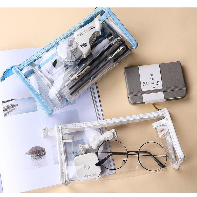 考试笔袋透明大容量简约初中生专用中考小学生日系文具袋收独立站