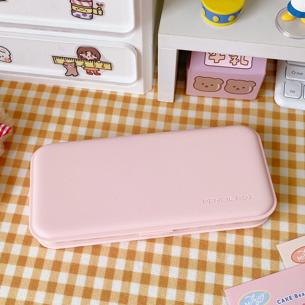 Korean Creative Trending Stationery Box Large Capacity Simple Transparent Frosted Pencil Case Male and Female Primary School Students Plastic Pencil Box