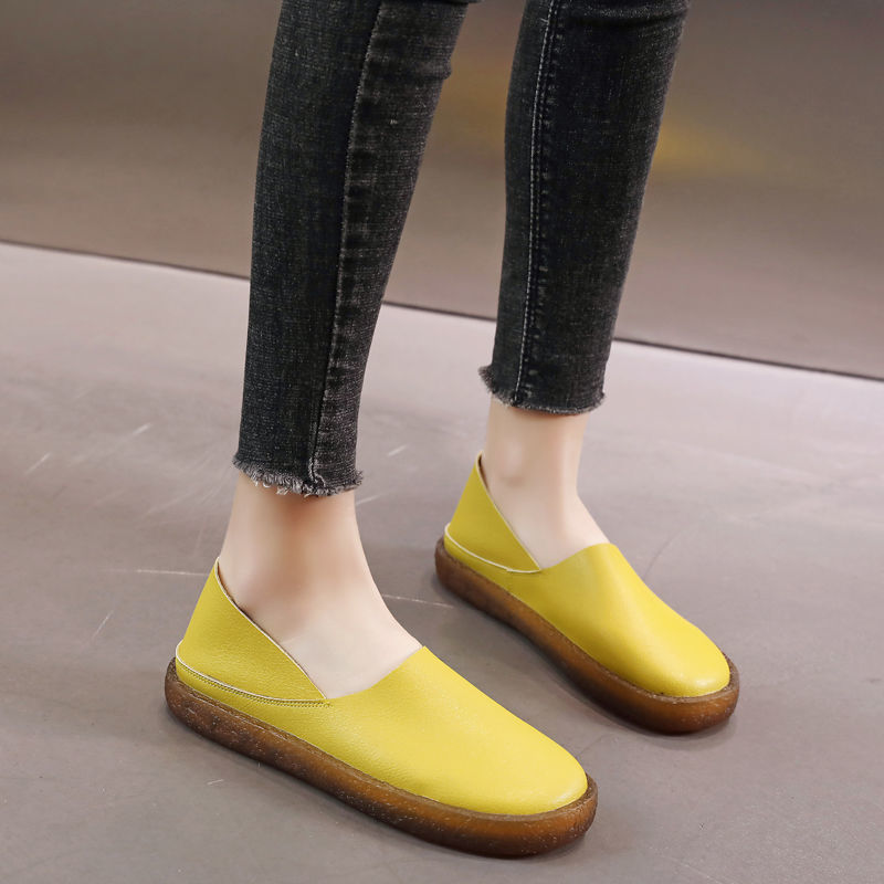 2024新款牛皮牛筋底平底平跟女鞋休闲工作鞋软底舒适单鞋-阿里巴巴