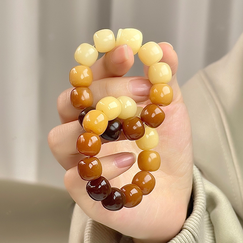 Natural White Jade Bodhi Bracelet Refined High Throw Interlocking Hand Toy Student Play Buddha Beads Rosary Factory Direct Sales