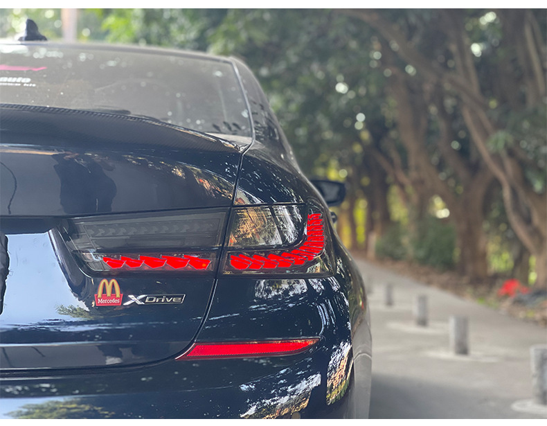 适用于20-22款g20宝马新3系改装龙鳞尾灯三系贯穿尾灯后杠流水灯