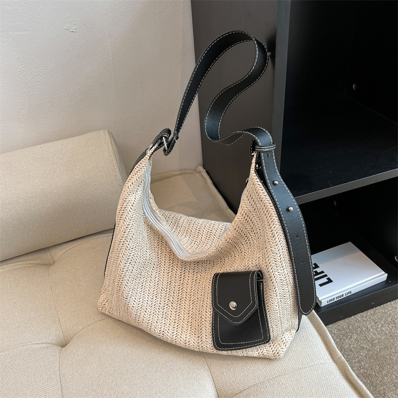 Large Capacity Straw Woven Bag 2022 New Summer Fashion Trends Casual Shoulder Bag Commuter Tote Shoulder Bag
