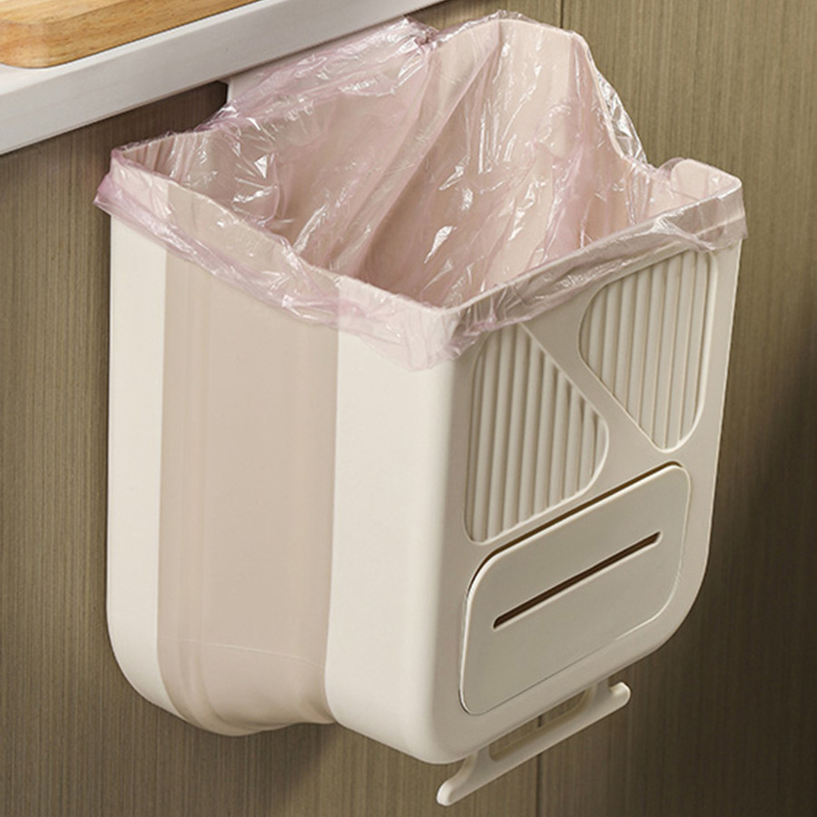 Wholesale Plastic Wall-Mounted Foldable Kitchen Trash Can Multi-Functional Household Large Kitchen Waste Cabinet Door Storage Bucket