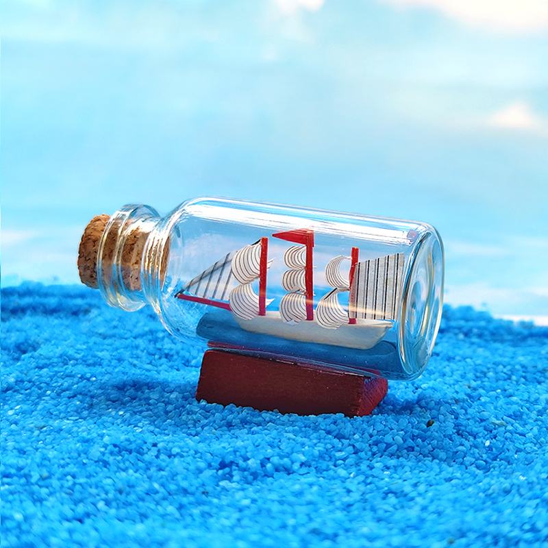 一帆风顺帆船玻璃许愿瓶海洋漂流瓶装饰生日礼物送礼微景观摆件