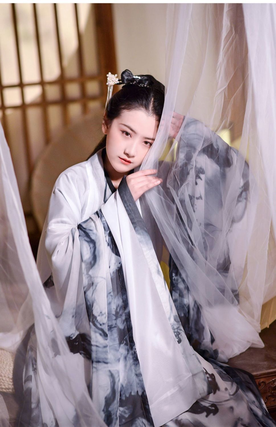 汉服魏晋风男女交领齐腰襦裙大袖衫相思引水墨广袖情侣古装秋冬季