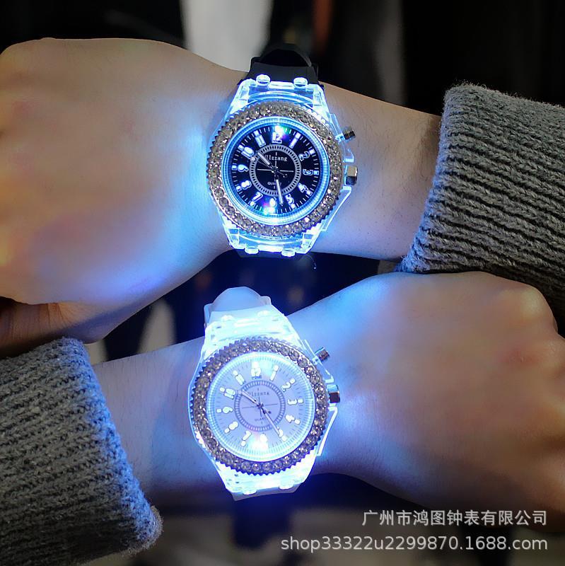 2023 new luminous colorful led luminous watch male and female student watch male and female student fluorescent quartz watch