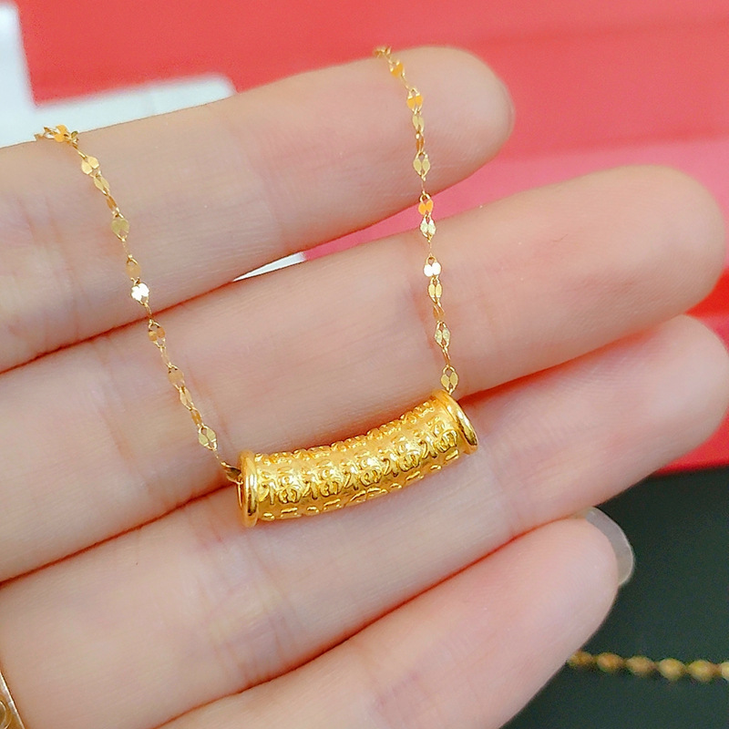 足金999百福弯管项链24k金项链配件弯管手编绳3d硬金男女款送情侣