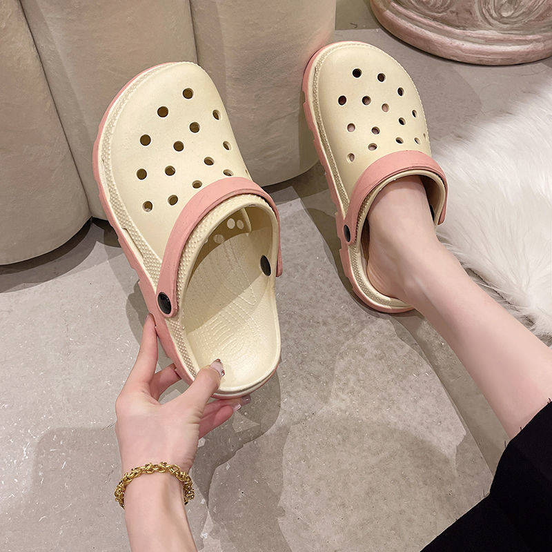 Women's Hole Shoes 2022 New Thick Bottom Soft Bottom Home Slippers Non-Slip Couple Beach Sandals for Men and Women