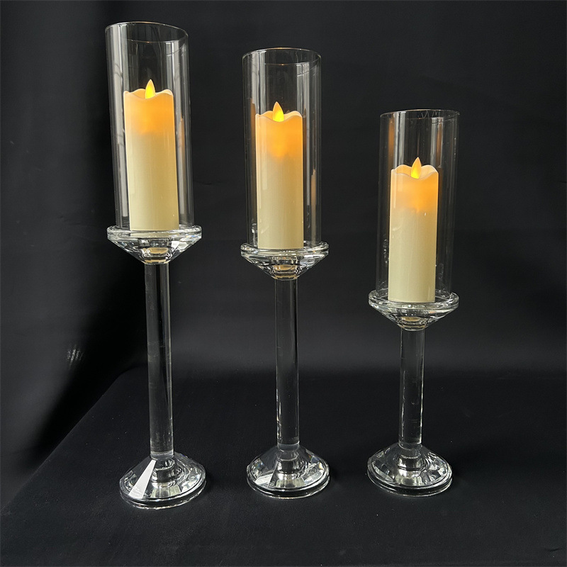 Single-Head Simple Crystal Candlestick Wedding Props Candlestick Model Room Decoration Dining Table Decoration Glass Candle Holder Home