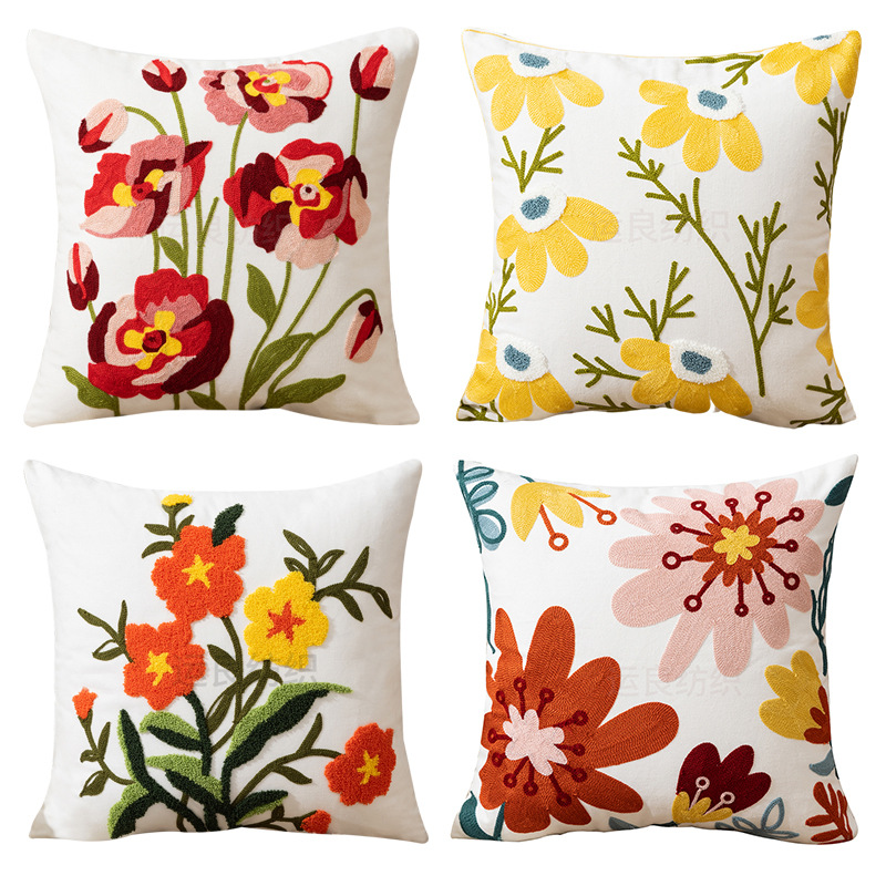 Flower Pillow Cover Wholesale Pastoral Style Ins Home Couch Pillow Bedside Cushion Office Waist Cushion Pillow Blanket