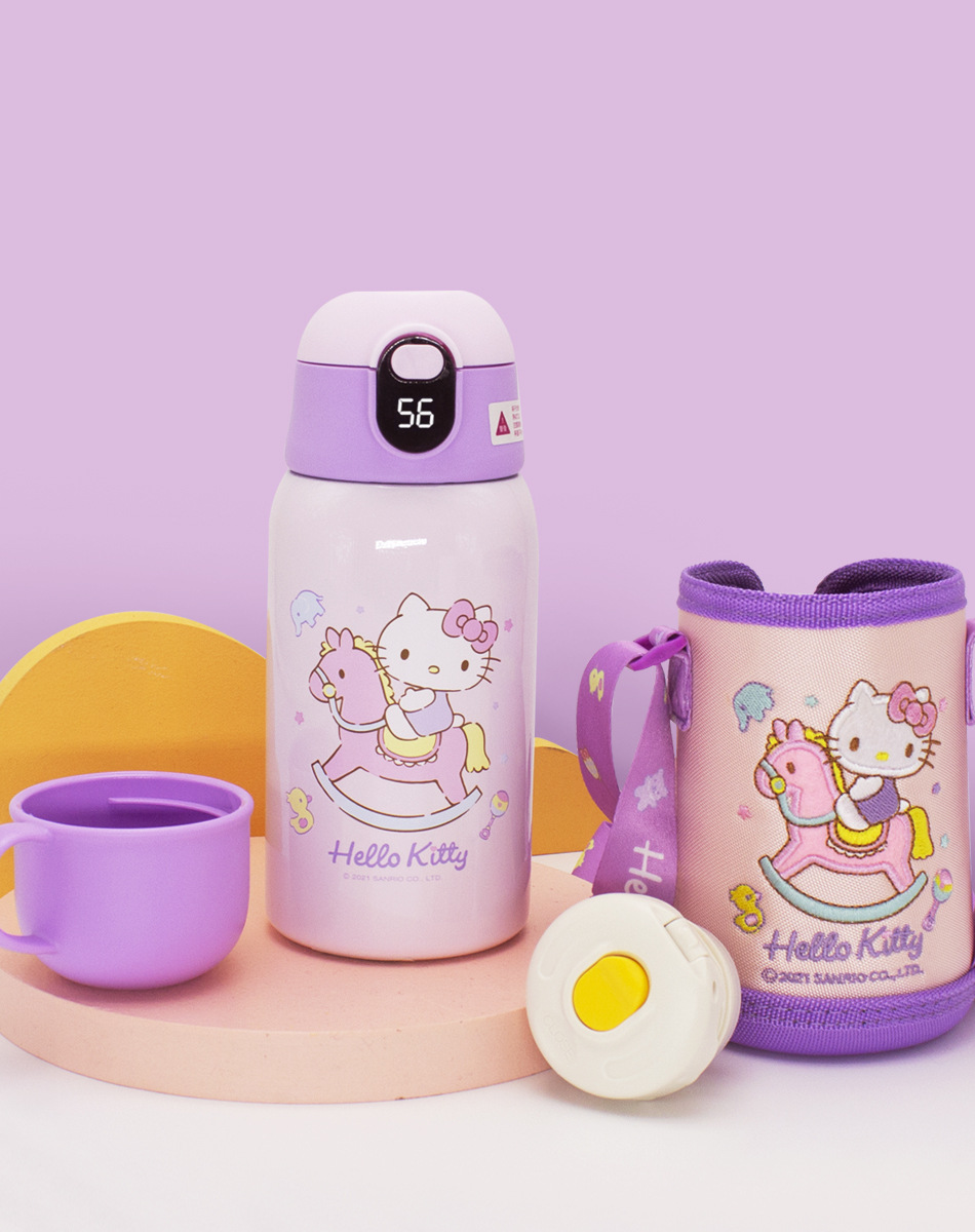hello kitty凯蒂猫儿童智能温显双盖保温杯水壶 女宝宝大容量