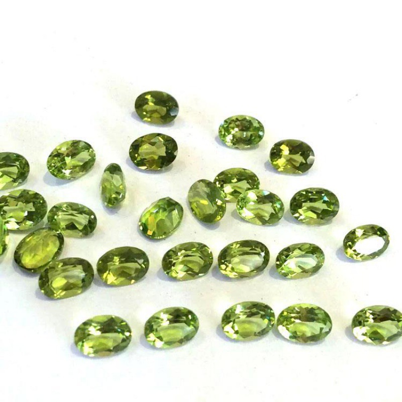 橄榄石彩色宝石裸石界面椭圆形3*4mm-6*8mm配石戒面代发批发跨境